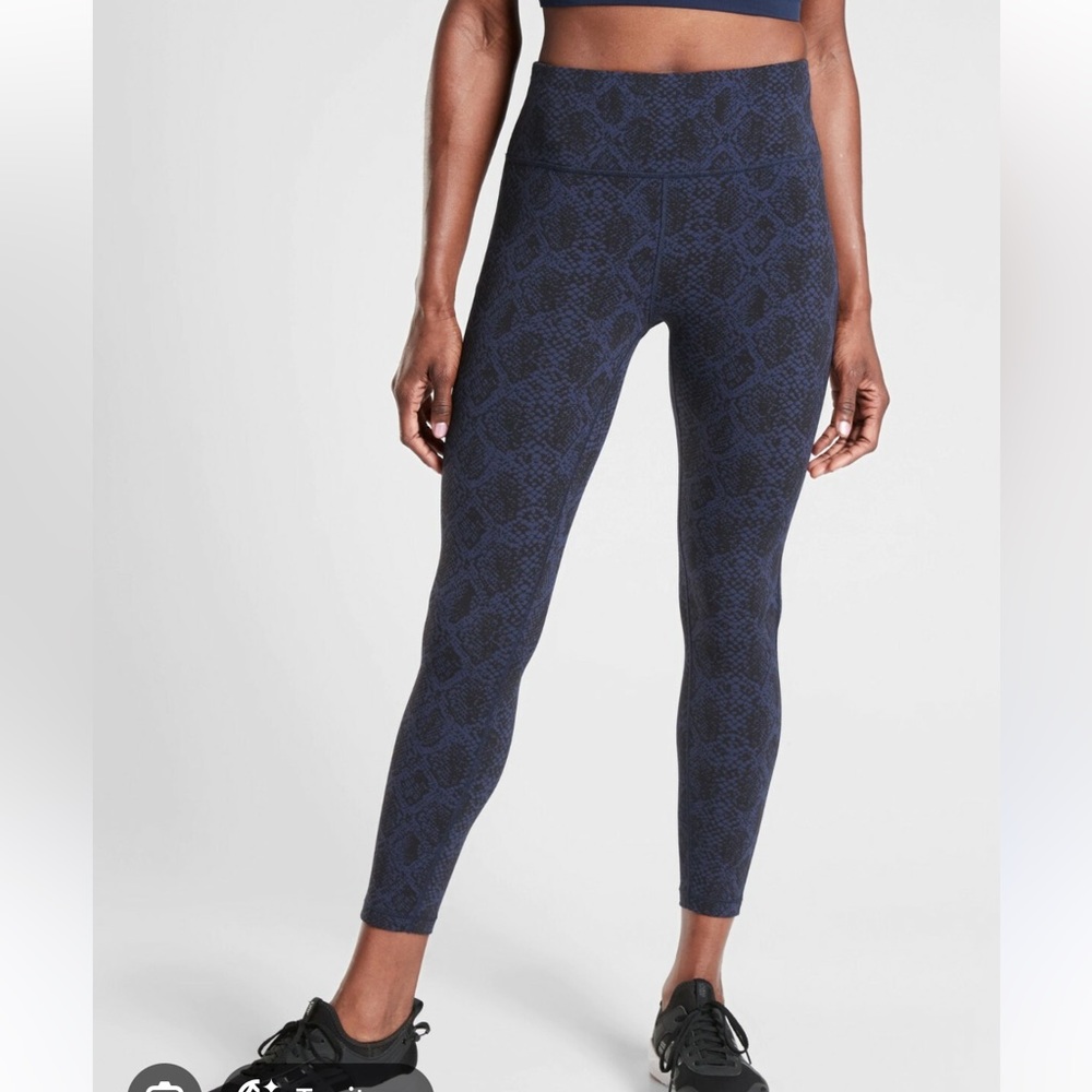 Athleta Ultimate Stash 7/8 Tight in Snake Print Dress Blue